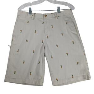 Old Navy Pineapple Print‎ Mens 31 Ultimate Slim Built-In-Flex Chino Shorts Tan